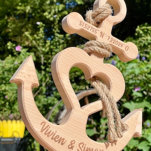 Anker Hochzeit Herz Geschenk Holz Gravur personalisiert Etsy.de
