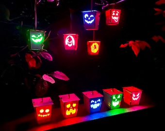 Halloween Deko Laterne Windlicht Holz