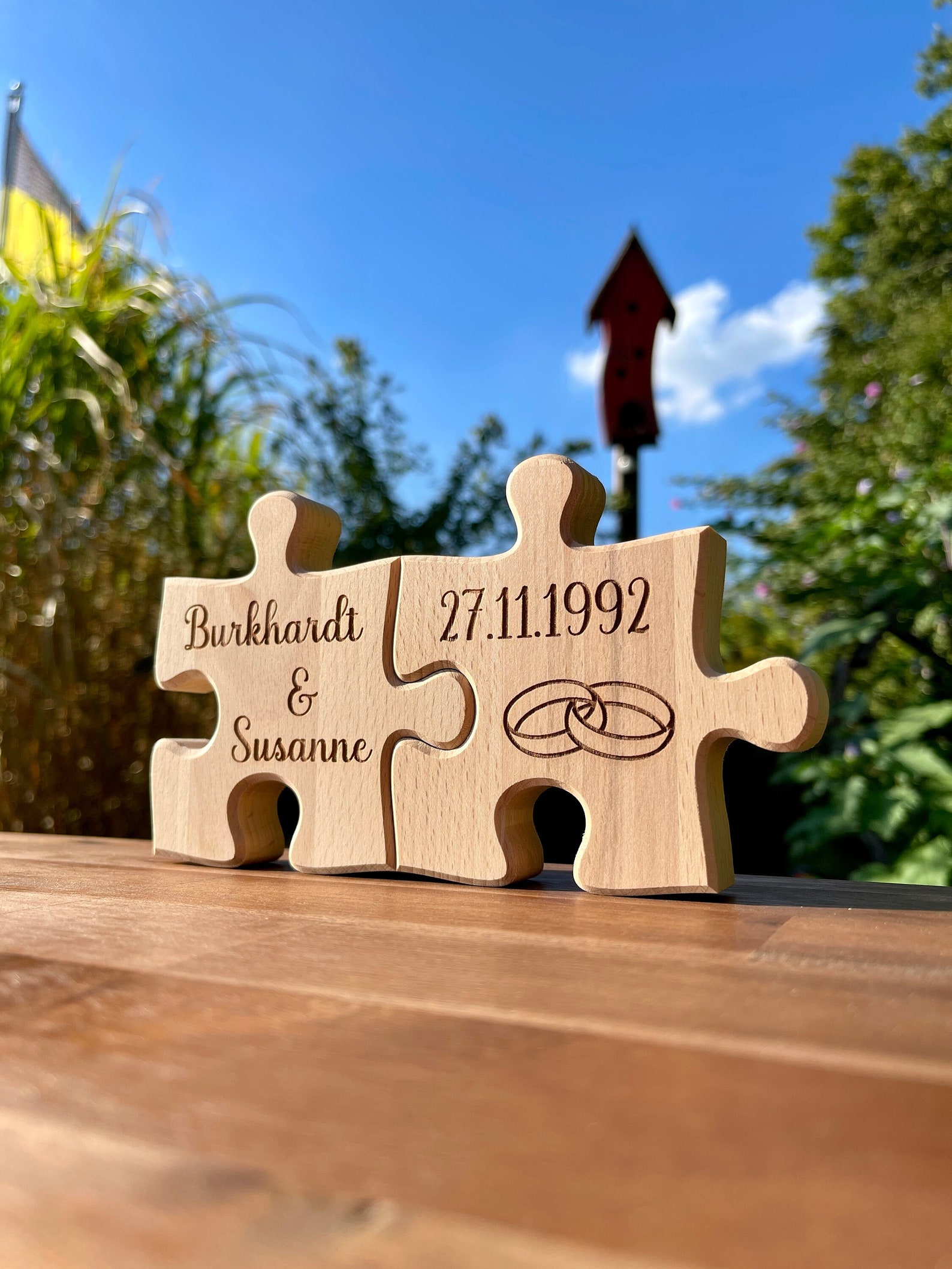 Puzzleteil Holz Hochzeit Geschenk personalisiert Etsy.de