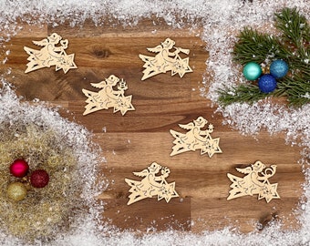 Baumschmuck Baumanhänger Christbaumanhänger Holz Engel Sternschnuppe Weihnachten