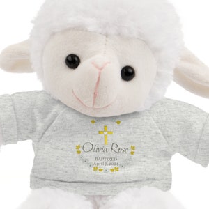 Baptism Lamb, Personalized Christening Gift, Custom Baptism Keepsake, Girl Boy Baptism Lamb Gift, Goddaughter Gift, Baby Dedication Teddy.