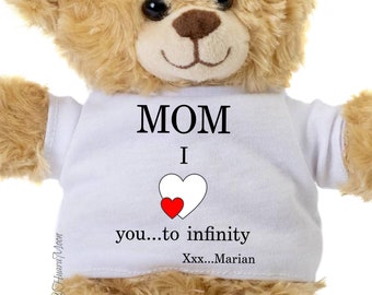 Personalized Teddy Bear Mom, I love Mom Teddy, Gift for Mom, Teddy Bear Mom, Gift for Mother’s Day, Gift from Daughter and Son, New Mom Bear