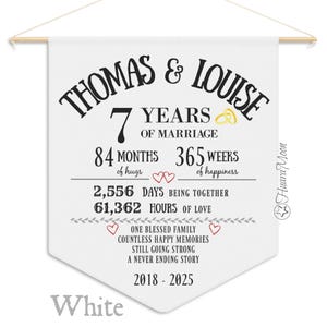 Wimpelkette, 7 Jahre Wimpelkette, 7 Jahre Jahrestag, 7 Jahre Verlobung, 7 Jahre Jahrestag, Hochzeitstag, 7 Jahre Verheiratet.