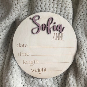 Baby Announcement Sign, Hospital Footprint Sign, Newborn Footprint Name Sign for Hospital, Baby Birth Stats Sign, Newborn Announcement Sign