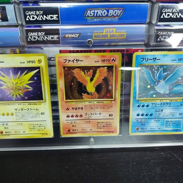 Cartes à collectionner Pokémon, Zapdos, Moltres, pièce d’affichage en acrylique Articuno, étui. Cartes japonaises authentiques.