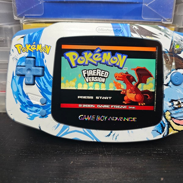 Nintendo Gameboy Advance Pokemon Blastoise Shell, Funnyplaying Ips v2 backlit Screen. GBA