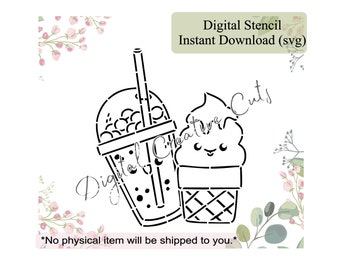 Summer ice cream PYO cookie stencil Digital download SVG file Personal use only.