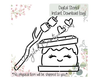 Summer camping smore PYO cookie stencil Digital download SVG format file Personal use only.