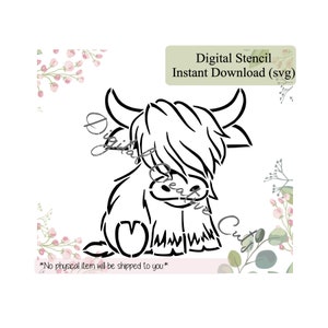 Szablon do ciasteczek PYO z krową szkocką. Plik do pobrania w formacie SVG. Tylko do użytku osobistego.