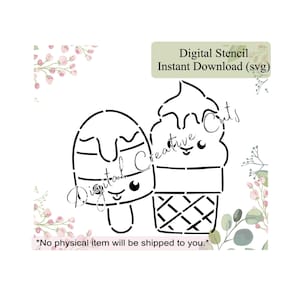 Summer ice cream PYO cookie stencil Digital download SVG file Personal use only.