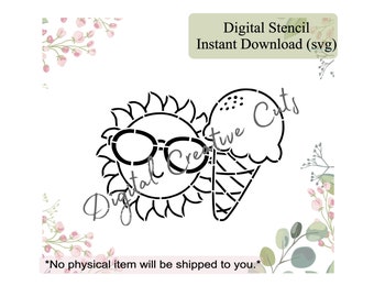 Summer PYO cookie stencil Digital download SVG format file Personal use only.