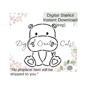野生動物カバ PYO クッキー ステンシル デジタル ダウンロード SVG 形式ファイル 個人使用のみ。