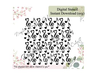 Padrão de estêncil de biscoito de notas musicais Download digital de arquivo em formato SVG Somente para uso pessoal.