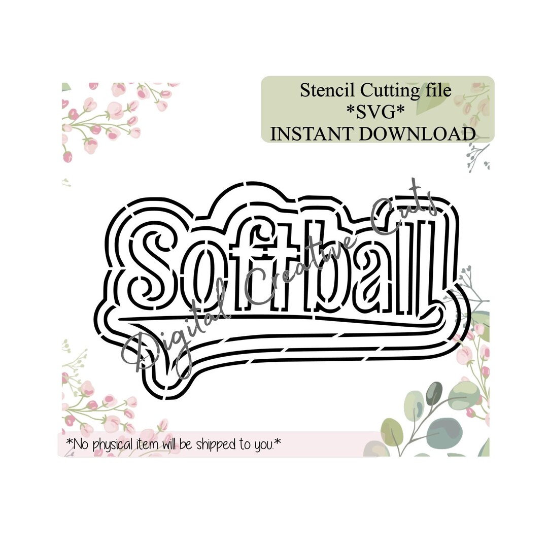 Softball PYO Cookie Stencil Digital Download SVG Cutting File Personal ...