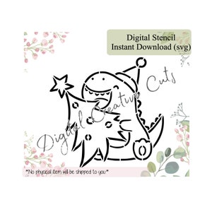 Christmas dinosaur PYO cookie stencil Digital instant download SVG cutting file Personal use only.