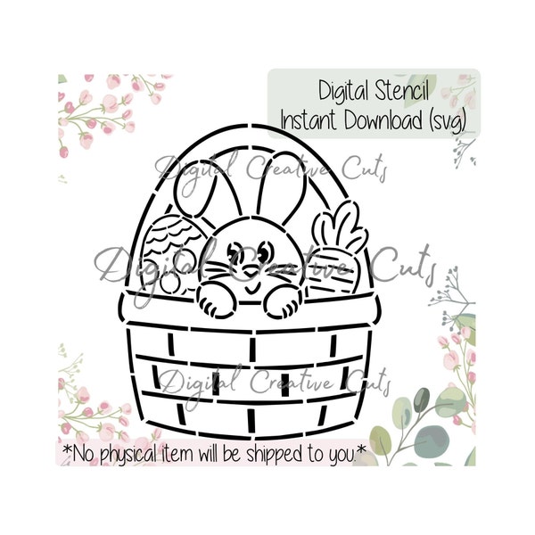 Easter basket PYO cookie stencil Digital download SVG format file Personal use only.