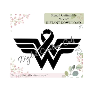 Breast cancer Awareness ribbon cookie stencil Digital download SVG cutting file Personal use only.