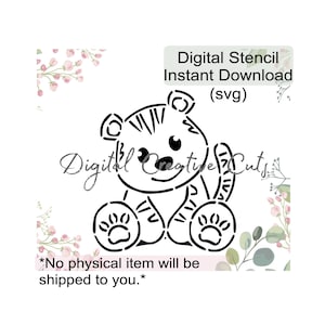 Safari animal tiger PYO cookie stencil Digital download SVG format file Personal use only.