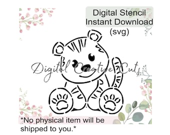 Safari animal tiger PYO cookie stencil Digital download SVG format file Personal use only.