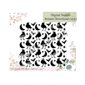 Halloween Krähen Muster Hintergrund Cookie Schablone Digitaler sofortiger Download SVG-Datei Nur für den persönlichen Gebrauch.
