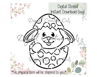 Easter bunny PYO cookie stencil Digital download SVG format file Personal use only.