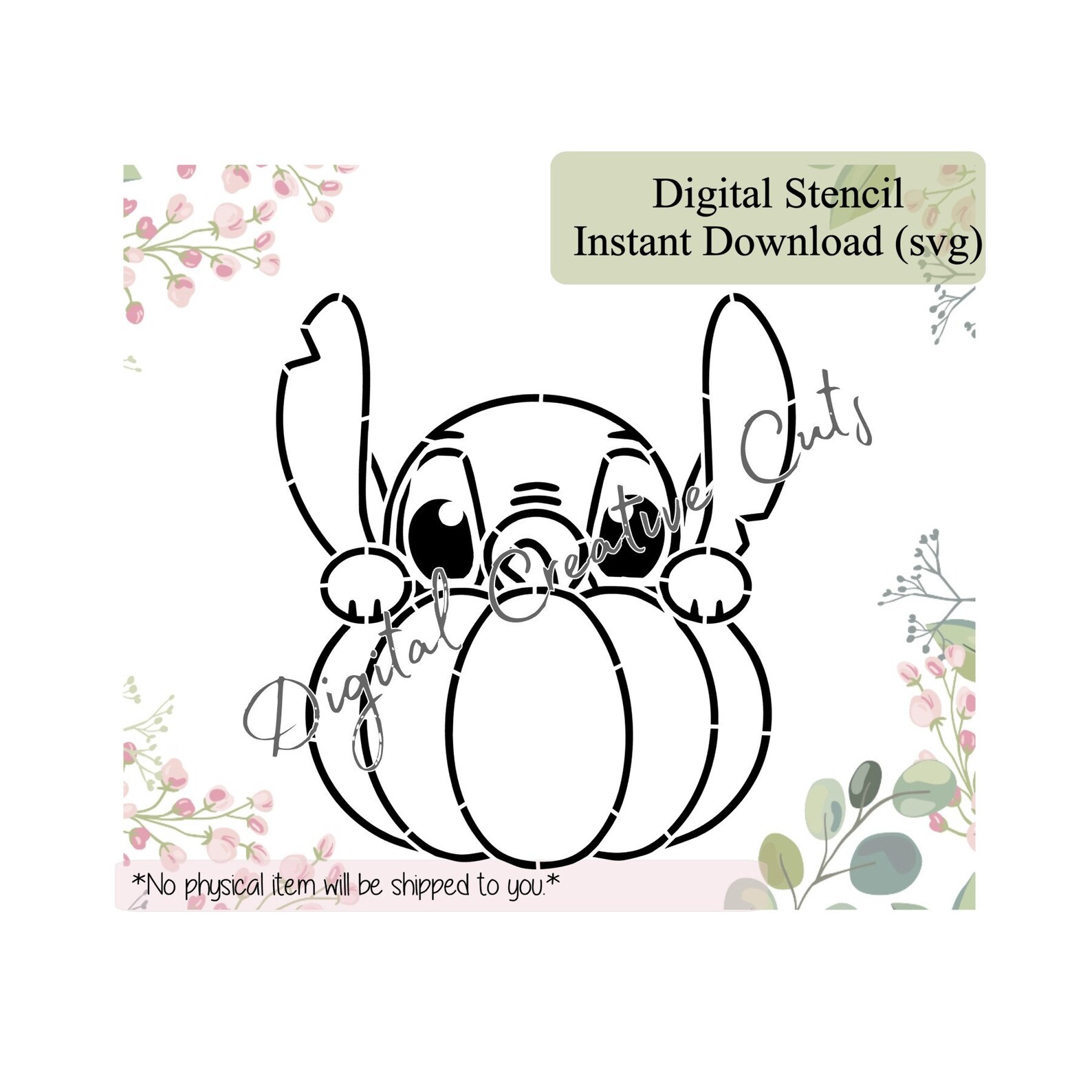 Halloween Blue Alien in a Pumpkin PYO Cookie Stencil Download SVG