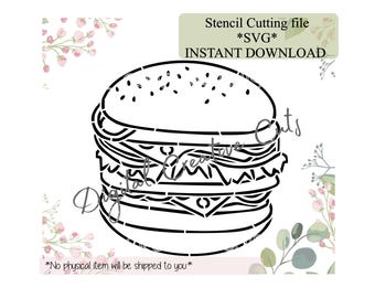 Hamburger PYO cookie stencil Instant download SVG cutting file Personal use only.