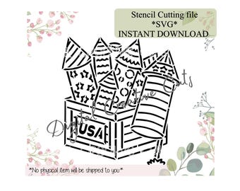 Fireworks 4th of July PYO cookie stencil Instant download SVG cutting file Personal use only.