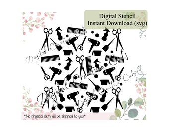 Beauty hair salon cookie stencil pattern Digital download SVG format file Personal use only.
