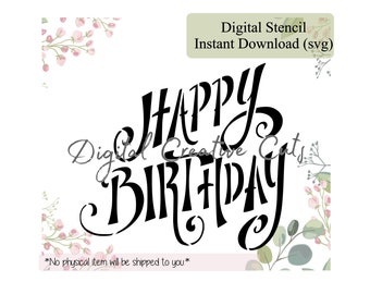 Happy birthday cookie stencil Digital download SVG cutting file Personal use only.
