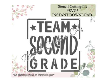 Back to school Team second grade cookie stencil Digital instant download SVG cutting file Personal use only.