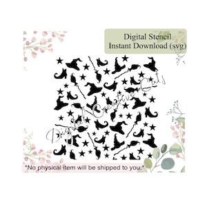 Halloween Hexen Muster Hintergrund Cookie Schablone Digital Instant Download SVG Datei Nur persönliche Nutzung.