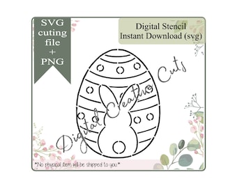 Easter egg PYO cookie stencil Digital download SVG cutting file and PNG Personal use only. TB247