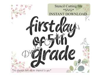 Back to school fifth grade cookie stencil Digital instant download SVG cutting file Personal use only.