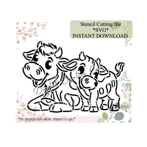 Stampo per biscotti "Mucca PYO" da dipingere. File di taglio SVG scaricabile digitalmente.