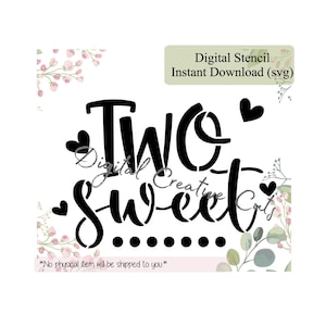 Birthday two sweet cookie stencil Digital download SVG cutting file Personal use only.