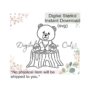ウッドランドベア PYO クッキー ステンシル デジタルダウンロード SVG 形式ファイル 個人使用のみ。