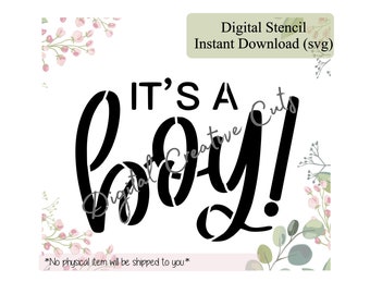 Gender reveal it's a boy cookie stencil Digital instant download SVG cutting file Personal use only.