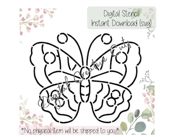 Butterfly PYO cookie stencil Digital download SVG format file Personal use only.
