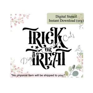 Halloween words trick or treat cookie stencil Digital instant download SVG file Personal use only.