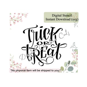 Halloween words trick or treat cookie stencil Digital instant download SVG file Personal use only.