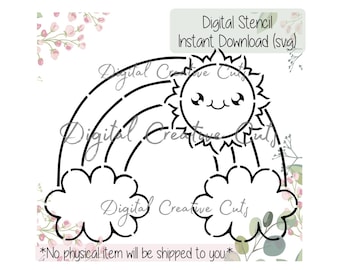Rainbow PYO cookie stencil Digital download SVG format file Personal use only.