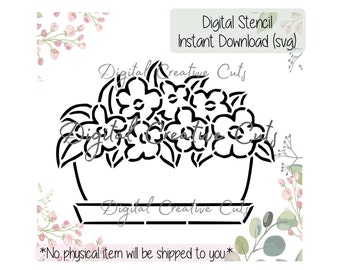 Flower window box PYO cookie stencil Digital download SVG format file Personal use only.