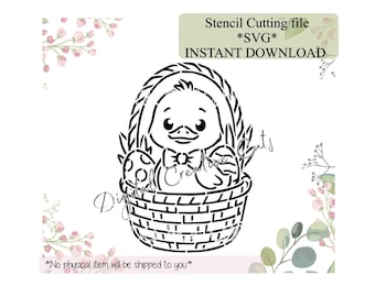Easter duck PYO cookie stencil Digital download SVG cutting file.