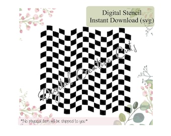 Wavy checkered background cookie stencil Instant download SVG cutting file