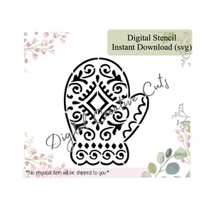 Christmas mitten fancy cookie stencil Digital instant download SVG cutting file Personal use only.