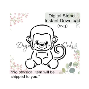 Safari animal monkey PYO cookie stencil Digital download SVG format file Personal use only.