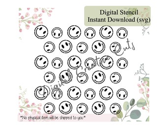 Smile face background cookie stencil Instant download file