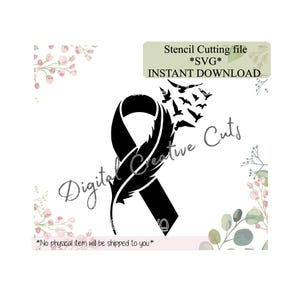 Breast cancer Awareness ribbon cookie stencil Digital download SVG cutting file Personal use only.