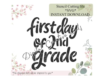 Back to school second grade cookie stencil Digital instant download SVG cutting file Personal use only.